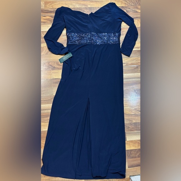 Lauren Ralph Lauren Navy Sequin Waist Evening Gown Dress Size 18 NWT - Picture 6 of 11